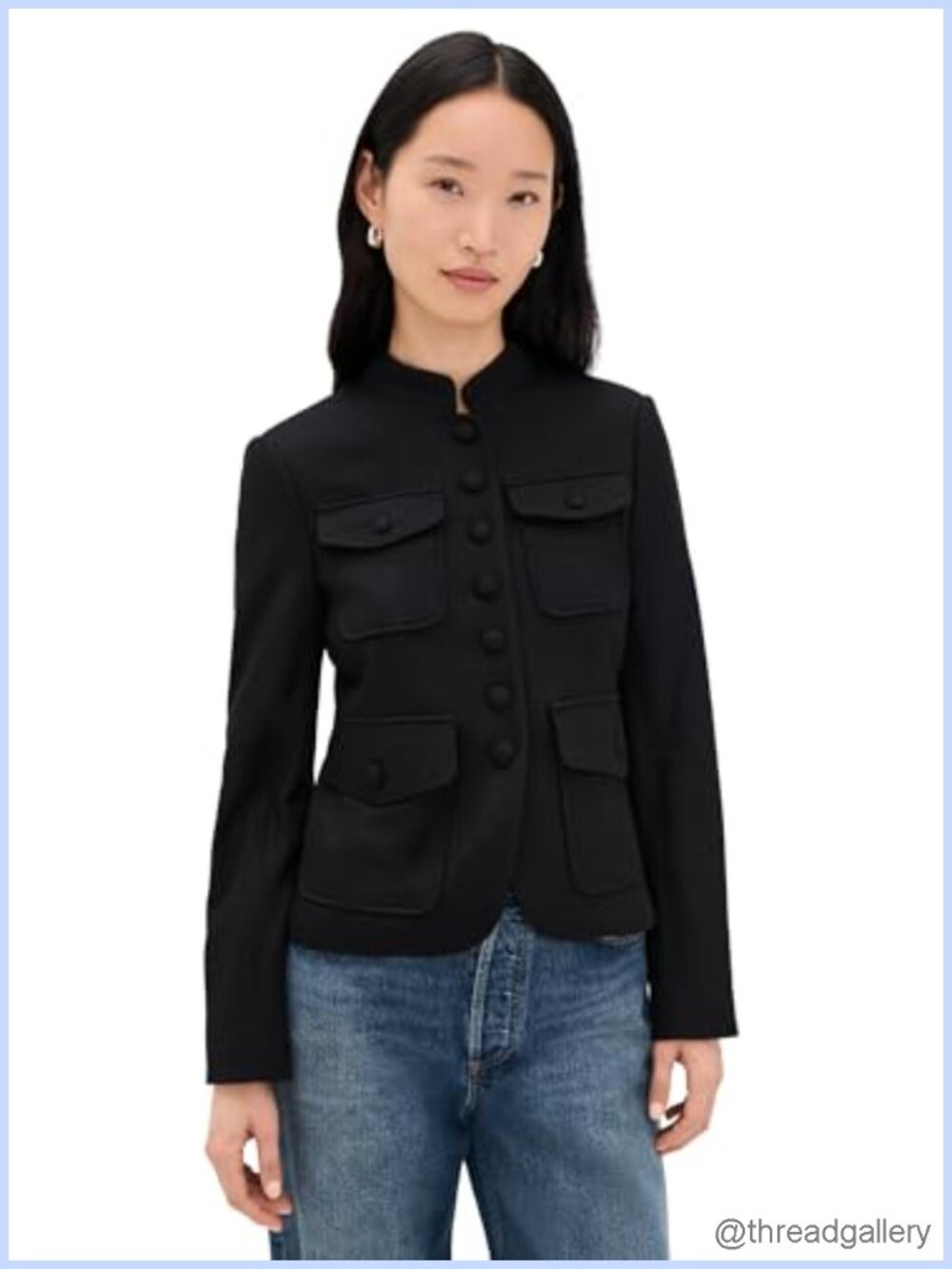 Mid-Weight Textured Knit Blazer with Shoulder Pads